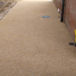 Concrete path completed around private property