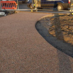 Newly installed concrete textured driveway