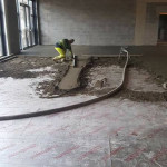 Concrete floor process in action